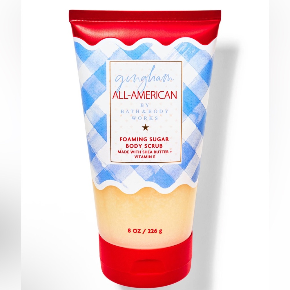 Bath & Body Works Gingham All-American Foaming Sugar Body Scrub - Blue/Red/Cream